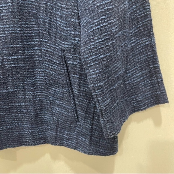 Eileen Fisher Boxy Mandarin Collar Cotton Navy Jacket Small - Picture 6 of 7